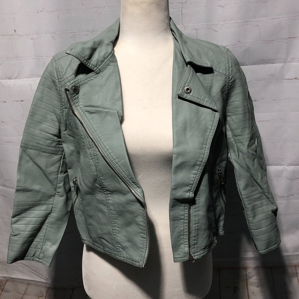 Joe Boxer Juniors Faux Leather Cropped Moto Jacket L